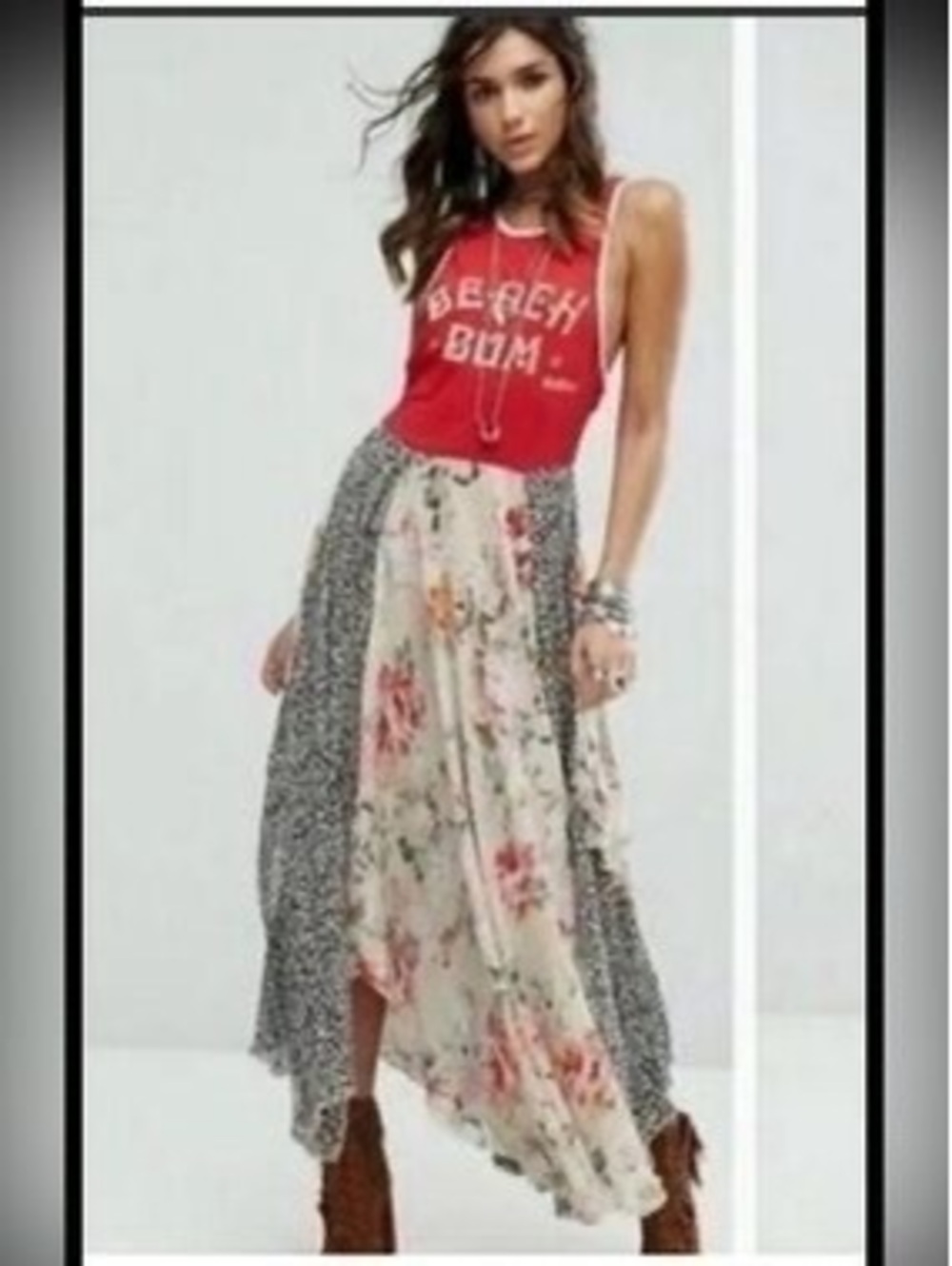 Free People Beach Bum Patchwork Asymmetrical Dress Small